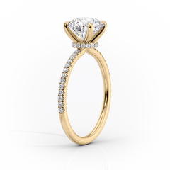 Lunar Grace 1.66 Carat VVS1 Lab-Grown Asscher Hidden Halo Pave Engagement Ring in 18K Yellow Gold Standing View