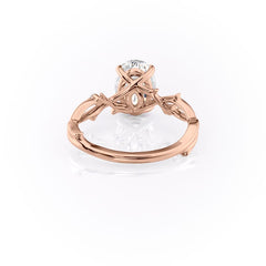 Lustrella 2.50 Carat Oval VVS1 Lab-Grown Three Stone Engagement Ring 18K Rose Gold Back View