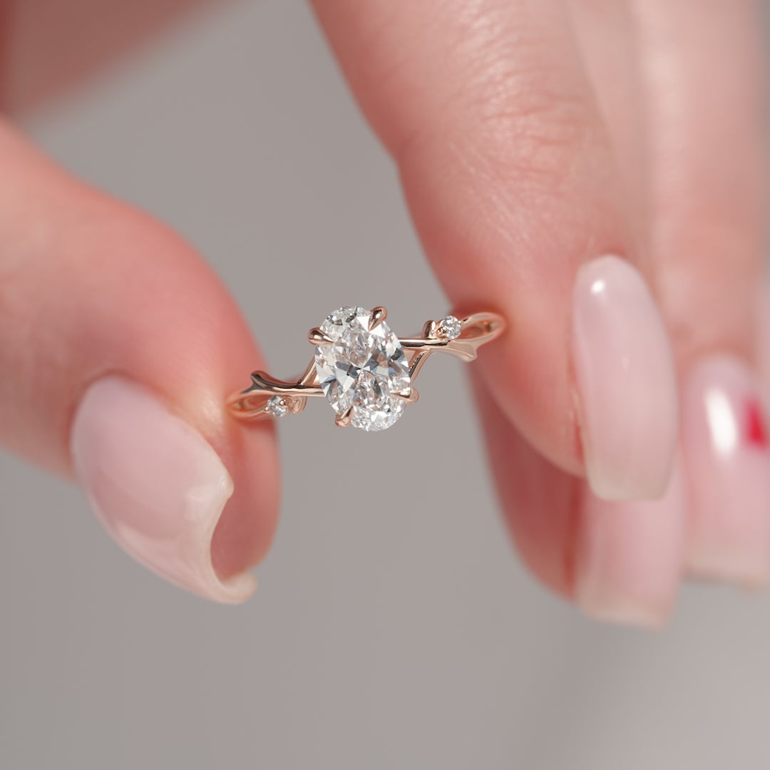 Lustrella 2.50 Carat Oval VVS1 Lab-Grown Three Stone Engagement Ring 18K Rose Gold Front View_1