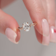 Lustrella 2.50 Carat Oval VVS1 Lab-Grown Three Stone Engagement Ring 18K Rose Gold Front View_1