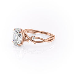 Lustrella 2.50 Carat Oval VVS1 Lab-Grown Three Stone Engagement Ring 18K Rose Gold Left Cross View