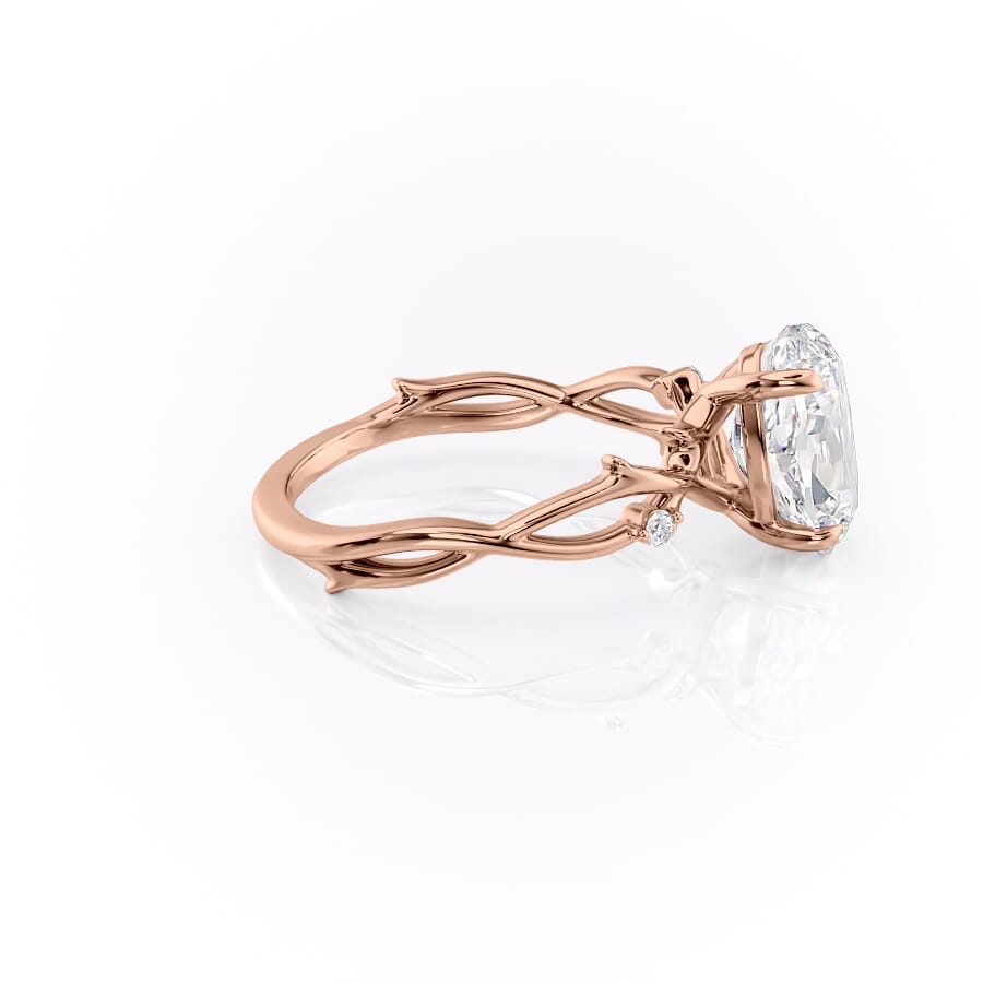 Lustrella 2.50 Carat Oval VVS1 Lab-Grown Three Stone Engagement Ring 18K Rose Gold Right View