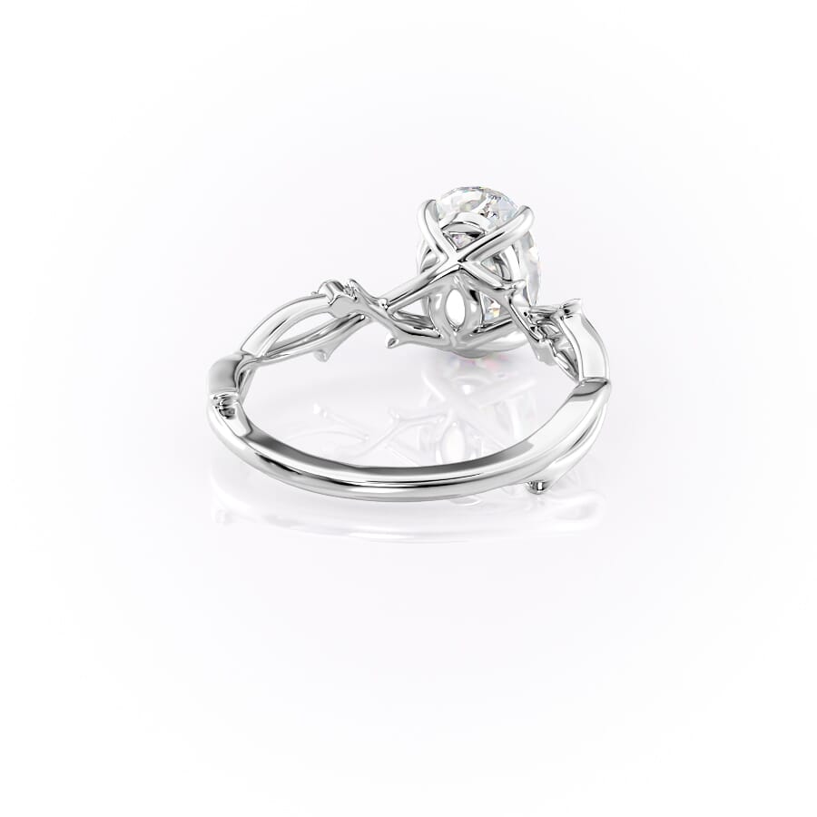 Lustrella 2.50 Carat Oval VVS1 Lab-Grown Three Stone Engagement Ring 18K White Gold Back Right View