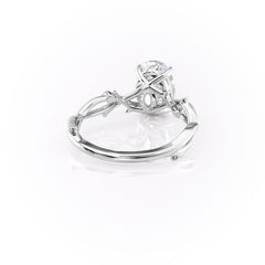 Lustrella 2.50 Carat Oval VVS1 Lab-Grown Three Stone Engagement Ring 18K White Gold Back Right View