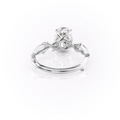 Lustrella 2.50 Carat Oval VVS1 Lab-Grown Three Stone Engagement Ring 18K White Gold Back View