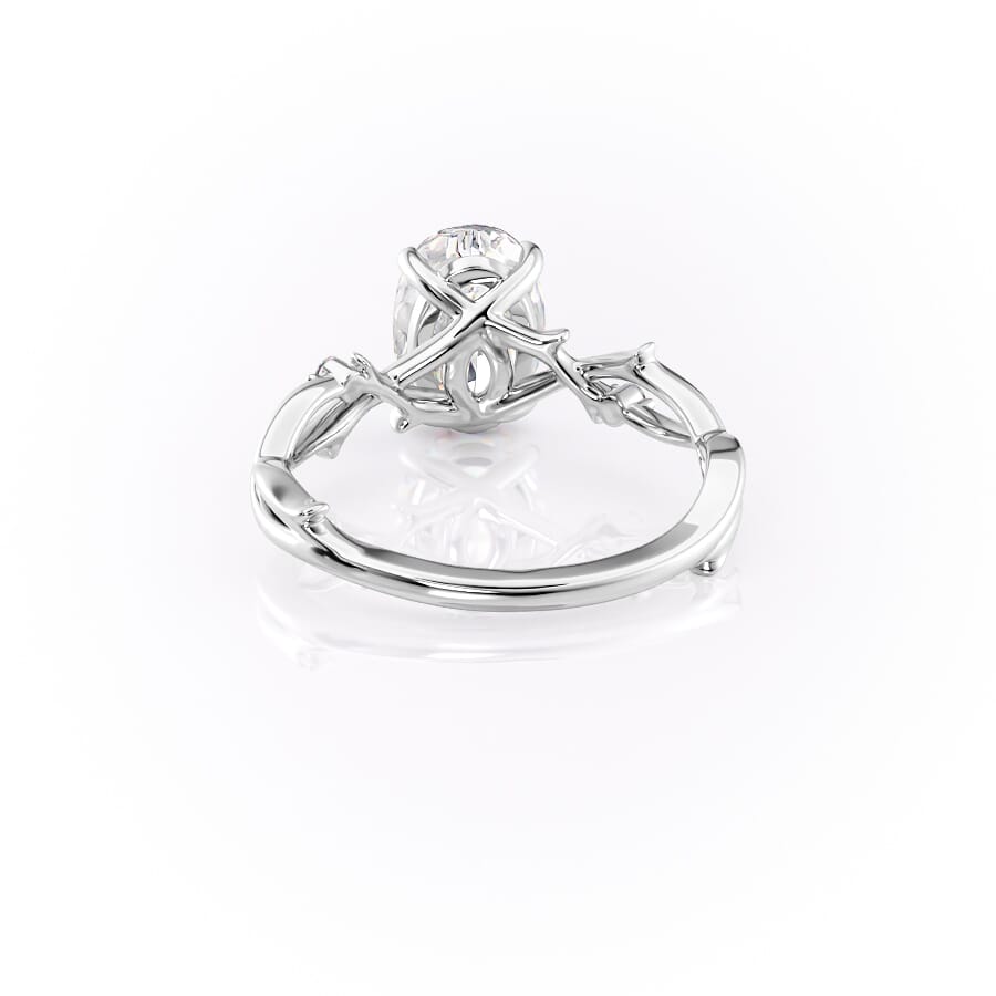 Lustrella 2.50 Carat Oval VVS1 Lab-Grown Three Stone Engagement Ring 18K White Gold Left Back View