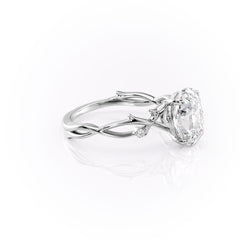 Lustrella 2.50 Carat Oval VVS1 Lab-Grown Three Stone Engagement Ring 18K White Gold Right_1 View