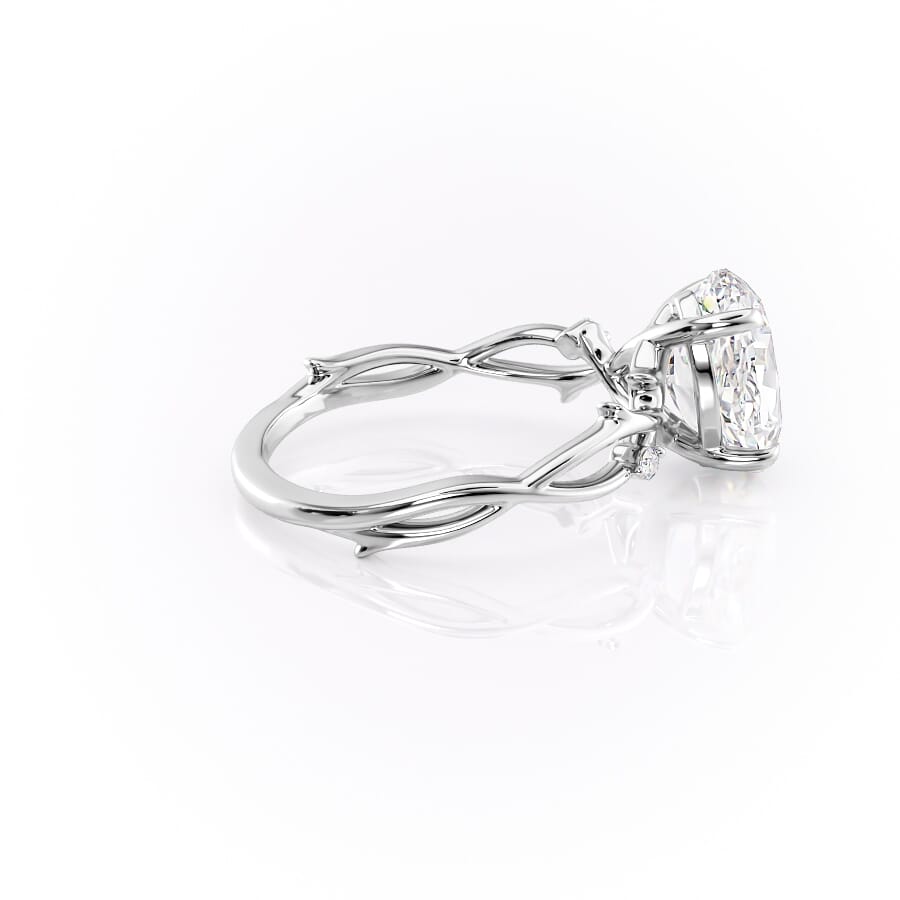 Lustrella 2.50 Carat Oval VVS1 Lab-Grown Three Stone Engagement Ring 18K White Gold Right View