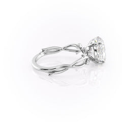 Lustrella 2.50 Carat Oval VVS1 Lab-Grown Three Stone Engagement Ring 18K White Gold Right View