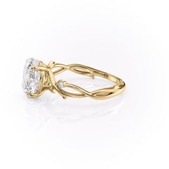 Lustrella 2.50 Carat Oval VVS1 Lab-Grown Three Stone Engagement Ring 18K Yellow Gold Left View