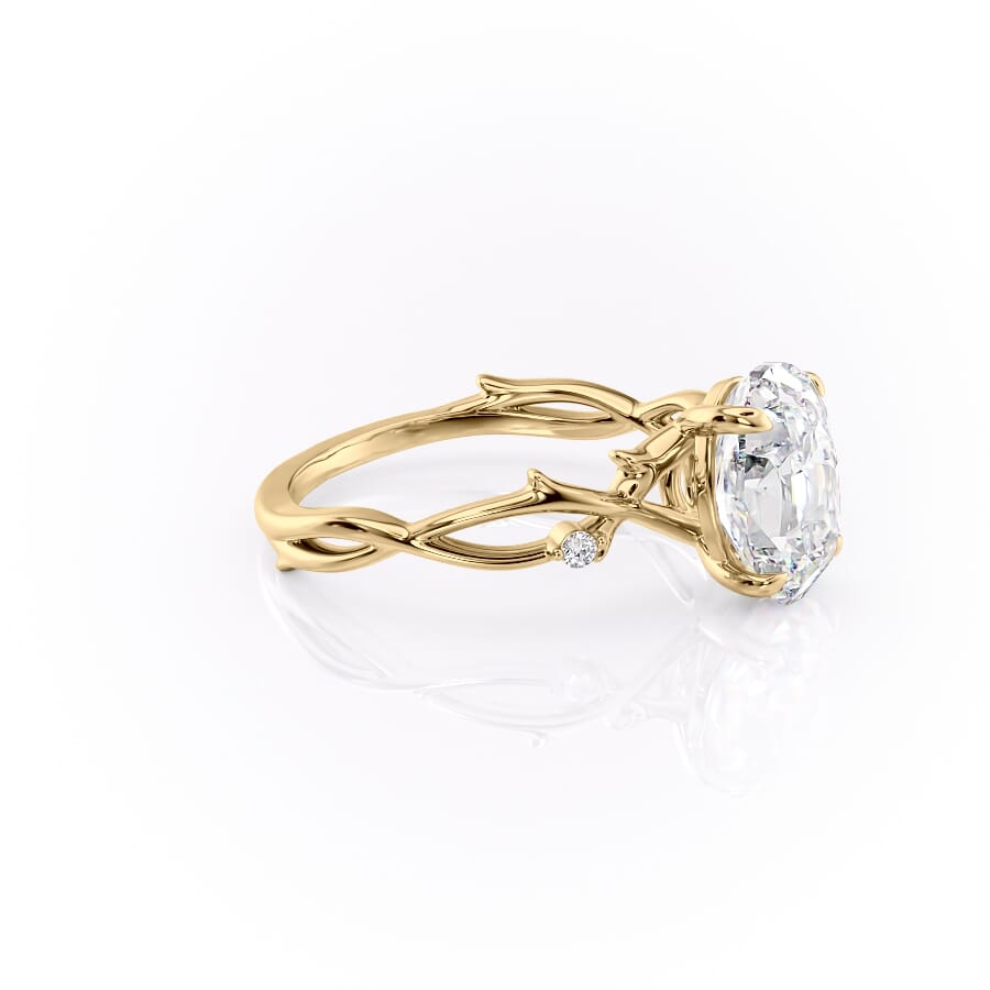 Lustrella 2.50 Carat Oval VVS1 Lab-Grown Three Stone Engagement Ring 18K Yellow Gold Right View
