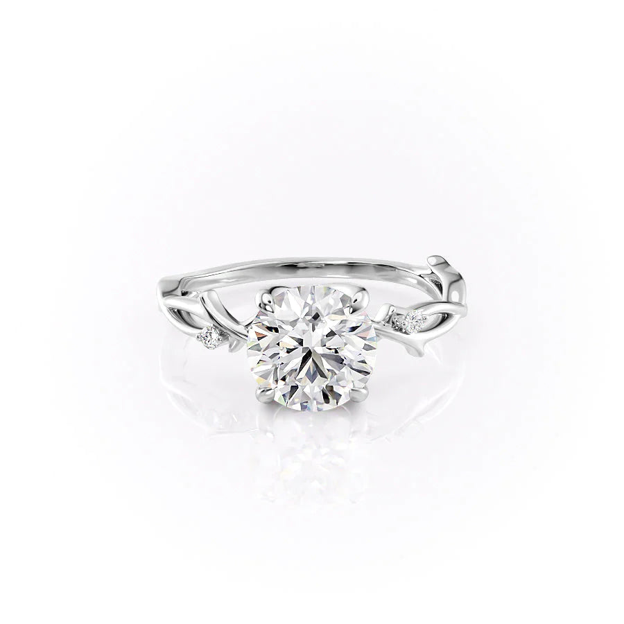 Lustrella 2 Carat VVS1 Lab-Grown Three Stone Engagement Ring 18K White Gold Front View