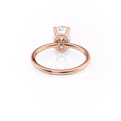 Lustrous Radiance 2 Carat VVS1 Lab-Grown Hidden Halo Pave Engagement Ring in 18K Rose Gold Back View