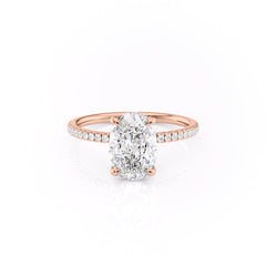 Lustrous Radiance 2 Carat VVS1 Lab-Grown Hidden Halo Pave Engagement Ring in 18K Rose Gold Front View