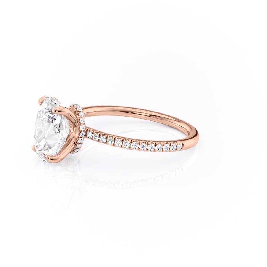 Lustrous Radiance 2 Carat VVS1 Lab-Grown Hidden Halo Pave Engagement Ring in 18K Rose Gold Left View