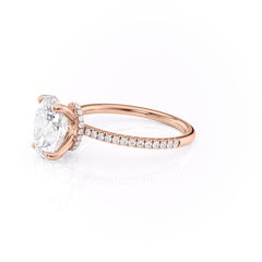 Lustrous Radiance 2 Carat VVS1 Lab-Grown Hidden Halo Pave Engagement Ring in 18K Rose Gold Left View
