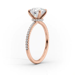 Lustrous Radiance 2 Carat VVS1 Lab-Grown Hidden Halo Pave Engagement Ring in 18K Rose Gold Standing View