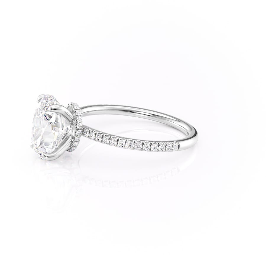 Lustrous Radiance 2 Carat VVS1 Lab-Grown Hidden Halo Pave Engagement Ring in 18K White Gold Left View