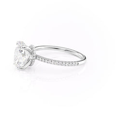 Lustrous Radiance 2 Carat VVS1 Lab-Grown Hidden Halo Pave Engagement Ring in 18K White Gold Left View