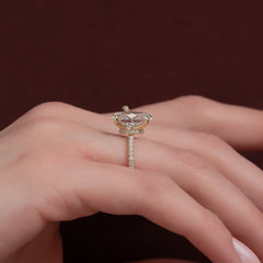 Lustrous Radiance 2 Carat VVS1 Lab-Grown Hidden Halo Pave Engagement Ring in 18K Yellow Gold Finger Closeup View