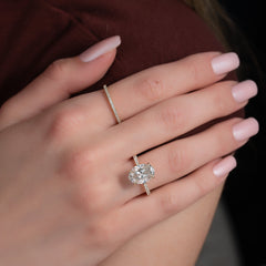 Lustrous Radiance 2 Carat VVS1 Lab-Grown Hidden Halo Pave Engagement Ring in 18K Yellow Gold Finger Front View