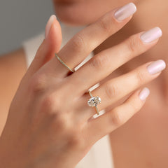 Lustrous Radiance 2 Carat VVS1 Lab-Grown Hidden Halo Pave Engagement Ring in 18K Yellow Gold Finger View