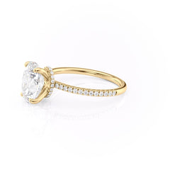 Lustrous Radiance 2 Carat VVS1 Lab-Grown Hidden Halo Pave Engagement Ring in 18K Yellow Gold Left View