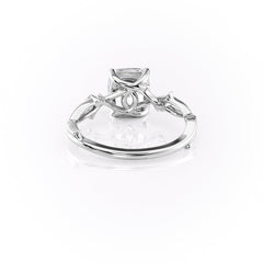 Lustrous Whim 1.50 Carat VVS1 Lab-Grown Cushion Three Stone Engagement Ring in 18K White Gold Back  View