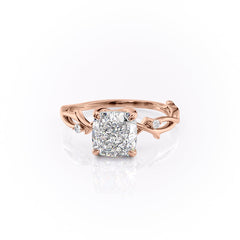 Lustrous Whim 1.50 Carat VVS1 Lab-Grown Cushion Three Stone Engagement Ring in 18K Rose Gold Front View