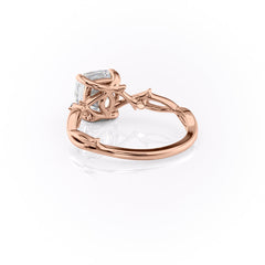Lustrous Whim 1.50 Carat VVS1 Lab-Grown Cushion Three Stone Engagement Ring in 18K Rose Gold Left Cross View