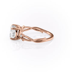Lustrous Whim 1.50 Carat VVS1 Lab-Grown Cushion Three Stone Engagement Ring in 18K Rose Gold Left View