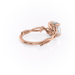 Lustrous Whim 1.50 Carat VVS1 Lab-Grown Cushion Three Stone Engagement Ring in 18K Rose Gold Right Cross View