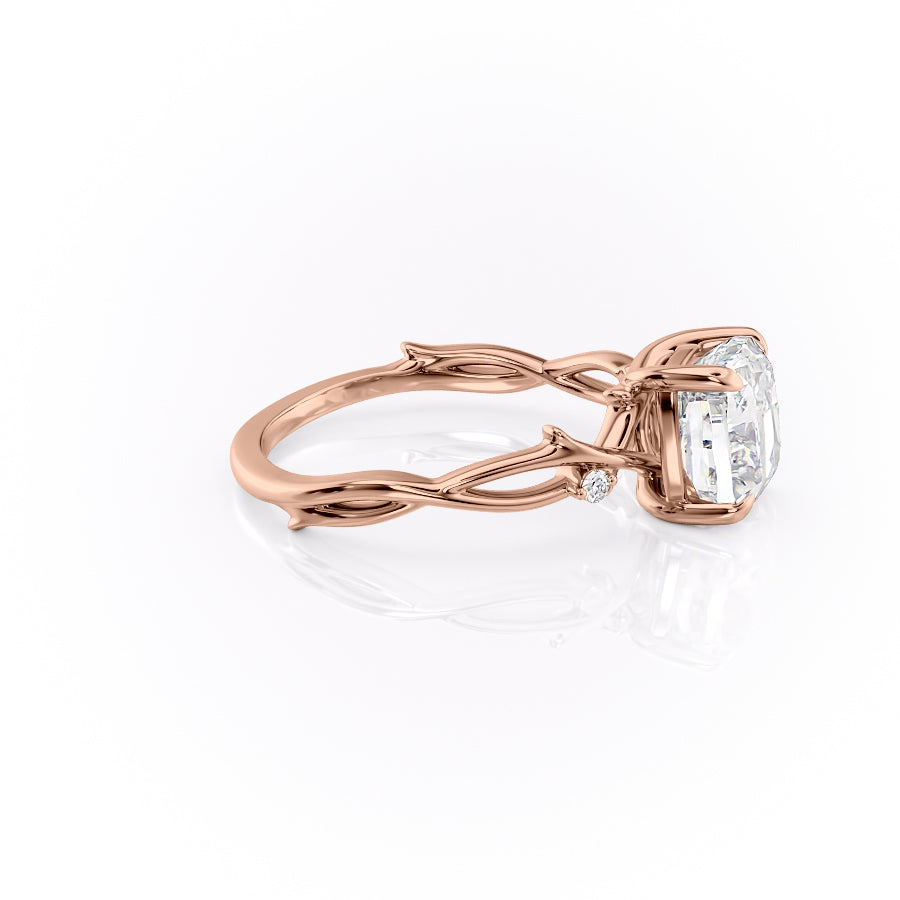 Lustrous Whim 1.50 Carat VVS1 Lab-Grown Cushion Three Stone Engagement Ring in 18K Rose Gold Right View