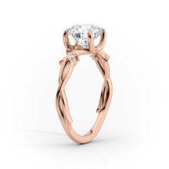 Lustrous Whim 1.50 Carat VVS1 Lab-Grown Cushion Three Stone Engagement Ring in 18K Rose Gold Standing View
