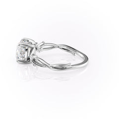 Lustrous Whim 1.50 Carat VVS1 Lab-Grown Cushion Three Stone Engagement Ring in 18K White Gold Left View
