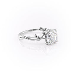 Lustrous Whim 1.50 Carat VVS1 Lab-Grown Cushion Three Stone Engagement Ring in 18K White Gold Right Cross View