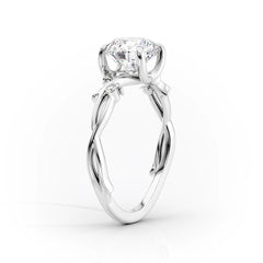 Lustrous Whim 1.50 Carat VVS1 Lab-Grown Cushion Three Stone Engagement Ring in 18K White Gold Standing View