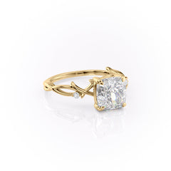 Lustrous Whim 1.50 Carat VVS1 Lab-Grown Cushion Three Stone Engagement Ring in 18K Yellow Gold Front Cross_1 View