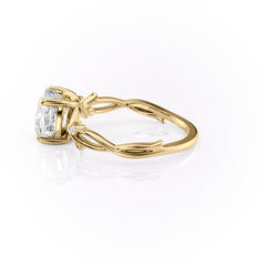 Lustrous Whim 1.50 Carat VVS1 Lab-Grown Cushion Three Stone Engagement Ring in 18K Yellow Gold Left View