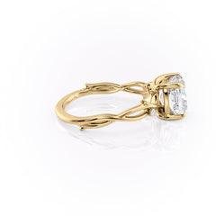 Lustrous Whim 1.50 Carat VVS1 Lab-Grown Cushion Three Stone Engagement Ring in 18K Yellow Gold Right View