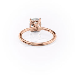 Luxe Blossom Cushion 1.55 Carat VVS1 Lab-Grown Hidden Halo Engagement Ring in 18K Rose Gold Back View