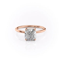 Luxe Blossom Cushion 1.55 Carat VVS1 Lab-Grown Hidden Halo Engagement Ring in 18K Rose Gold Front View
