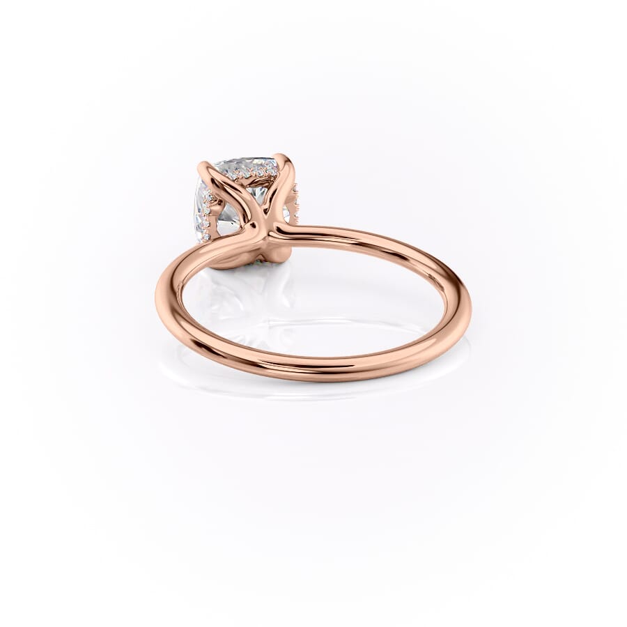 Luxe Blossom Cushion 1.55 Carat VVS1 Lab-Grown Hidden Halo Engagement Ring in 18K Rose Gold Left Side Cross View