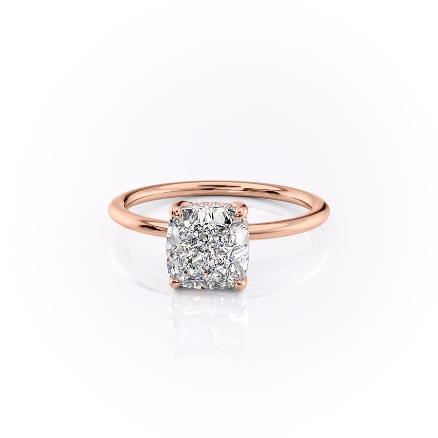 Luxe Blossom Cushion 1.55 Carat VVS1 Lab-Grown Hidden Halo Engagement Ring in 18K Rose Gold Left View