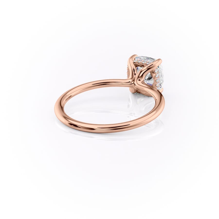 Luxe Blossom Cushion 1.55 Carat VVS1 Lab-Grown Hidden Halo Engagement Ring in 18K Rose Gold Right Side Cross View