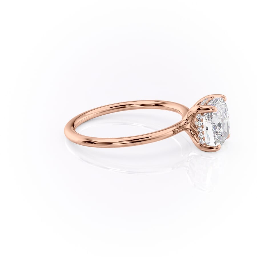 Luxe Blossom Cushion 1.55 Carat VVS1 Lab-Grown Hidden Halo Engagement Ring in 18K Rose Gold Right Side View