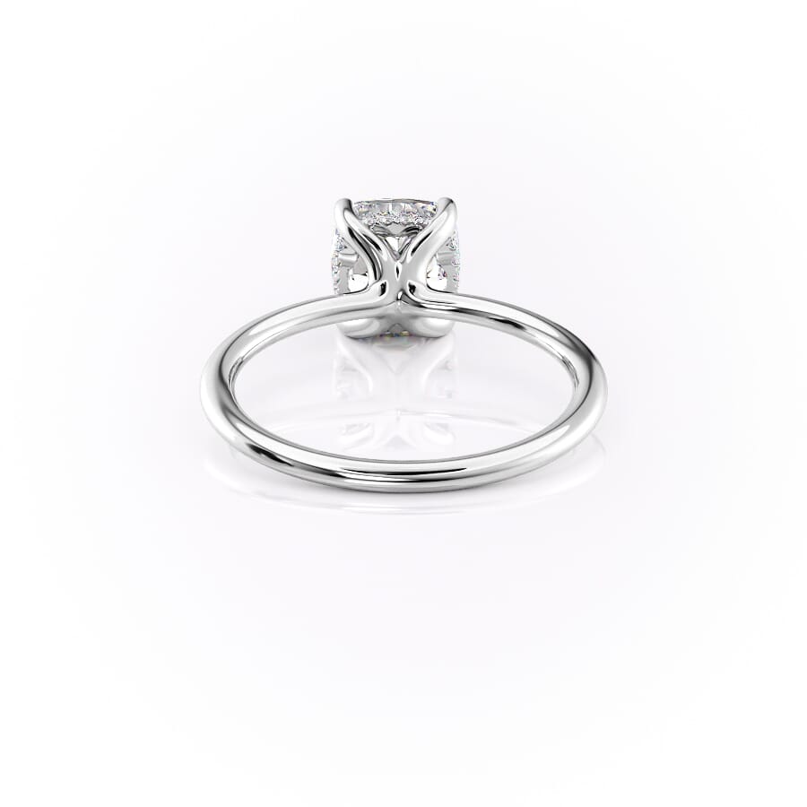 Luxe Blossom Cushion 1.55 Carat VVS1 Lab-Grown Hidden Halo Engagement Ring in 18K White Gold Back View