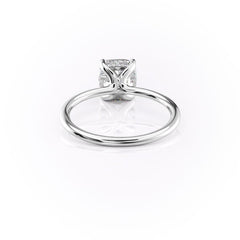 Luxe Blossom Cushion 1.55 Carat VVS1 Lab-Grown Hidden Halo Engagement Ring in 18K White Gold Back View