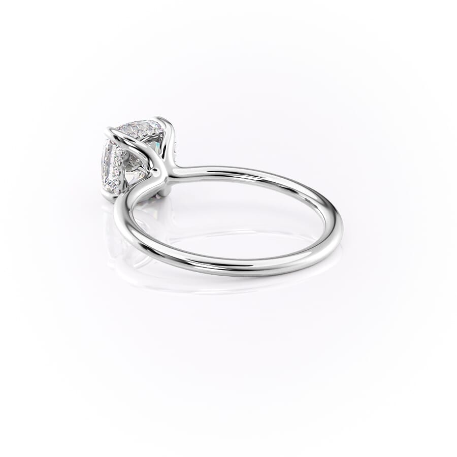 Luxe Blossom Cushion 1.55 Carat VVS1 Lab-Grown Hidden Halo Engagement Ring in 18K White Gold Left Side Cross View