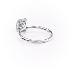 Luxe Blossom Cushion 1.55 Carat VVS1 Lab-Grown Hidden Halo Engagement Ring in 18K White Gold Left Side Cross View